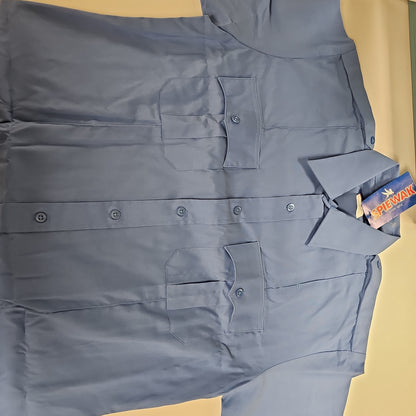 Spiewak & Sons Light Blue Short Sleeve Uniform Shirt, PolyCotton Blend, Large