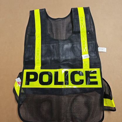 TRAFFIC VEST: BLACK W/REFL. POLICE J-P2112H POLICE