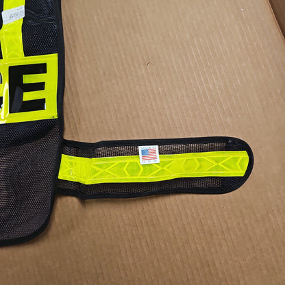 TRAFFIC VEST: BLACK W/REFL. POLICE J-P2112H POLICE
