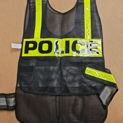 TRAFFIC VEST: BLACK W/REFL. POLICE J-P2112H POLICE
