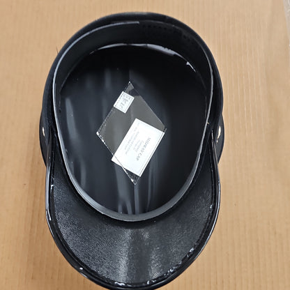 Hat:Bell Crown #112,Black,Polyester,Silver Exp.Strp,SFDB(SZ) #112-SILVER FD BTN