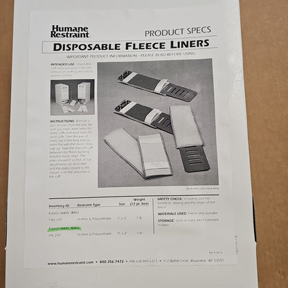 Disposable Fleece Liners:Poly Ankle Restraint,for Leather FAL-200 (12/BX)