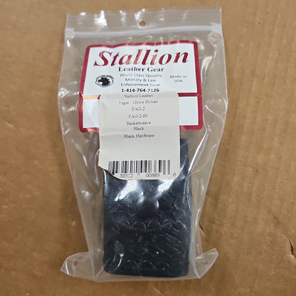 STALLION LEATHER Black Basketweave Leather Glove and Pager Holder Accessory