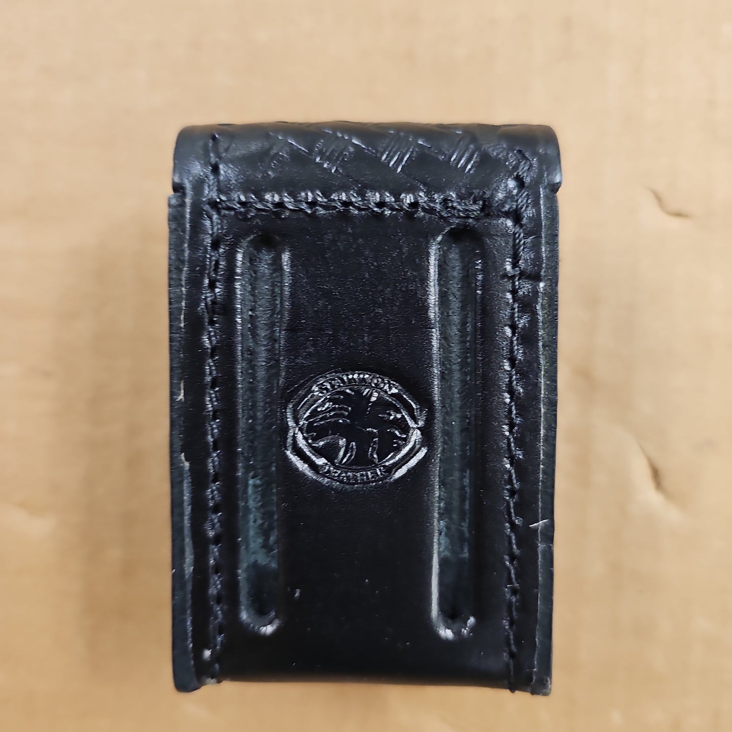 STALLION LEATHER Black Basketweave Leather Glove and Pager Holder Accessory