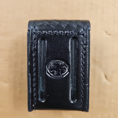 STALLION LEATHER Black Basketweave Leather Glove and Pager Holder Accessory