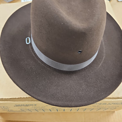 Stratton Hats Felt Sheriff Hat in Chocolate Brown, Regular Oval Size 7 1/8