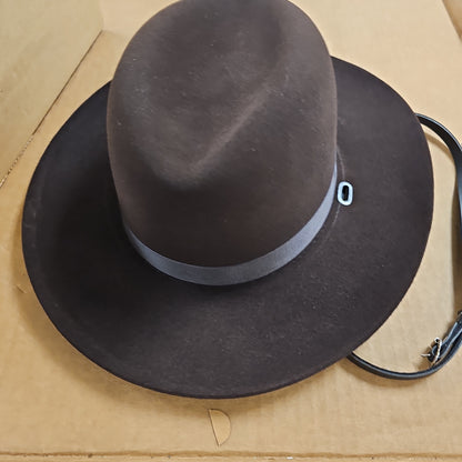 Stratton Hats Felt Sheriff Hat in Chocolate Brown, Regular Oval Size 7 1/8