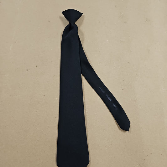 Tie: Black Clip-On w/ Button Holes 18 Regular Length 90010-BLK