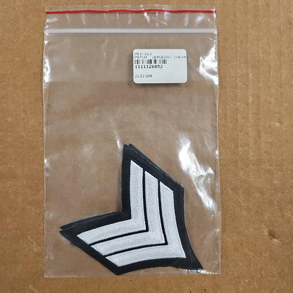 PATCH: SERGEANT CHEVRONS, 3 3/4 X 3, WHITE ON BLACK 223 SGT