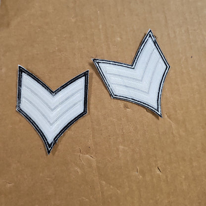 PATCH: SERGEANT CHEVRONS, 3 3/4 X 3, WHITE ON BLACK 223 SGT