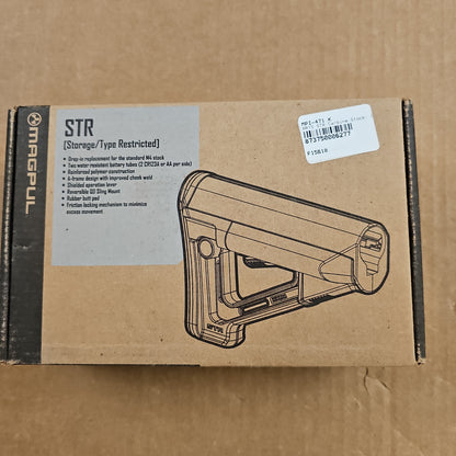 MagPul Industries Corp AR15 STR Carbine Stock with Battery Storage, Black