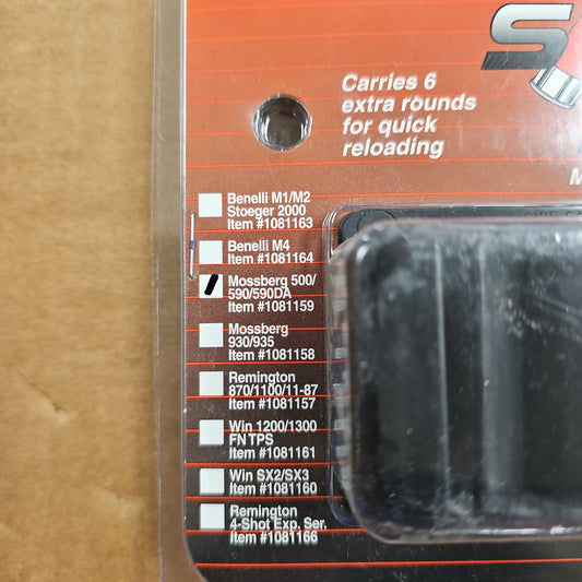 SHOTGUN SHELL HOLDER: 6 SHELL, POLY, MOSSBERG 500/590 1081159