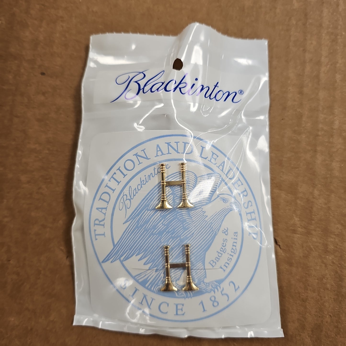 Blackinton Collar Insignia Gold Two Bugle J51