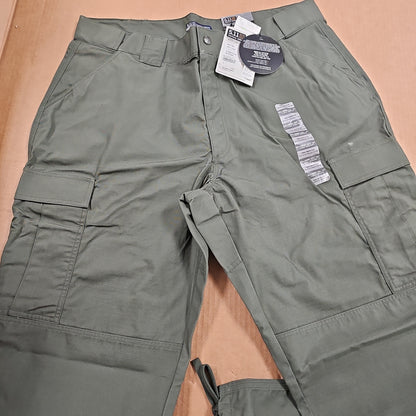 5.11 Tactical TDU Pants, Durable Poly/Cotton Ripstop Fabric, Green, 2XL Long