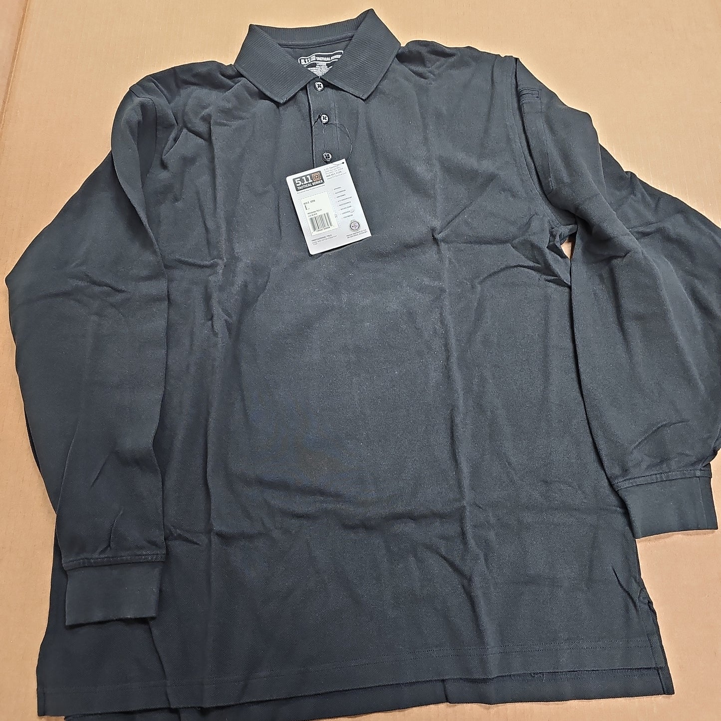 Polo Shirt: L/S Professional, Black, Large 42056-019-L
