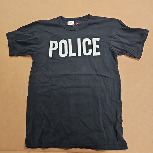 SHIRT: BLACK T-SHIRT, WHITE  POLICE, MEDIUM 6612-MEDIUM
