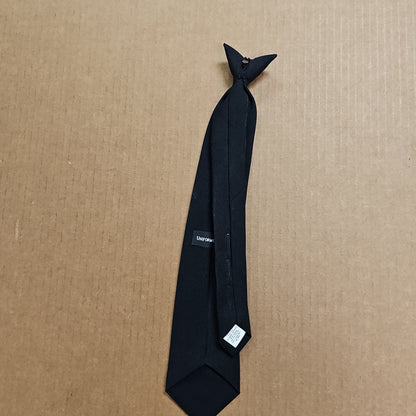 SAMUEL BROOME UNIFORM ACCES. Black Clip-On Tie with Button Holes, 16" Length