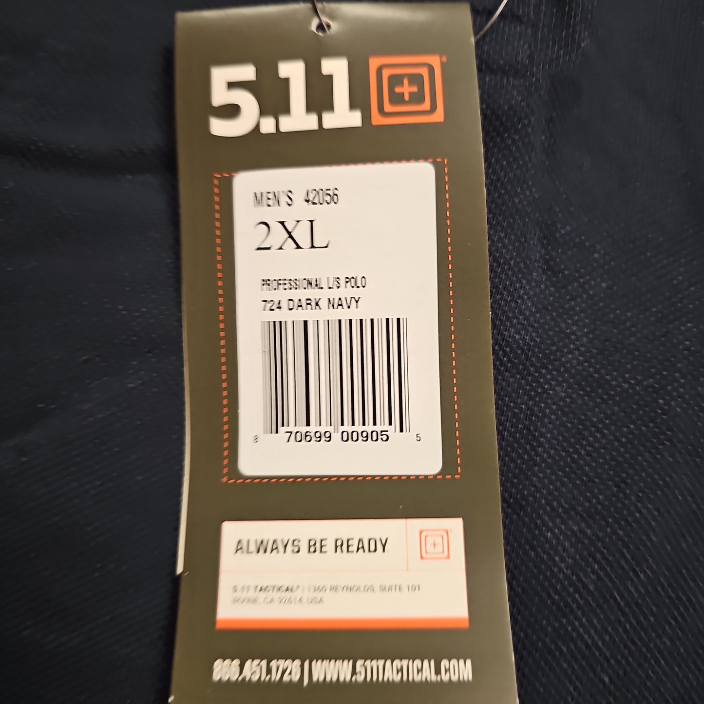 Polo Shirt: L/S Professional, Dark Navy, XX-Large 42056-724-2XL