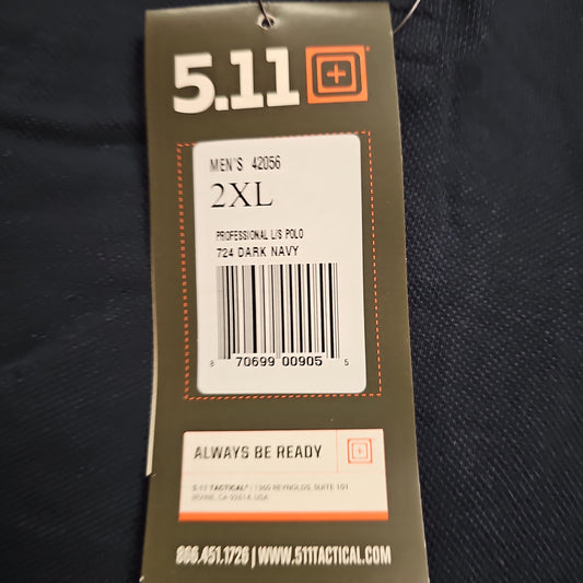 Polo Shirt: L/S Professional, Dark Navy, XX-Large 42056-724-2XL