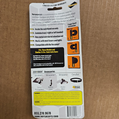 VersaCarry 9MM IWB Holster, Large Size with 5.75" Clip for 5" Barrels