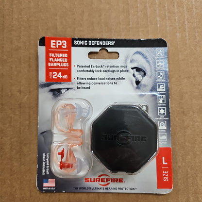 SureFire Sonic Defenders Ear Plugs with Case, NRR 9, Large EP3-LPR