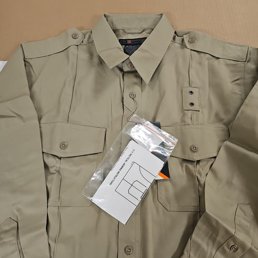 Shirt:Men's PDU Class A,Twill,L/S,Silver Tan , X-Large/Reg. 72344-160-XL-R