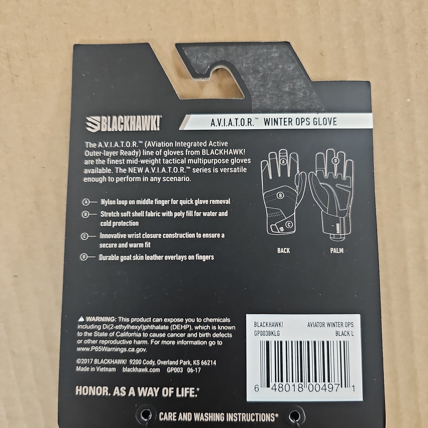 Gloves: Blackhawk Aviator Winter Ops, Black, Large GP003BKLG