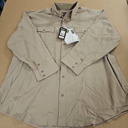 5.11 Tactical Twill Long Sleeve Shirt in Silver Tan, Size 4X/L for Comfort