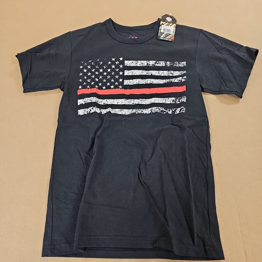 T-Shirt: Thin Red Line Flag, Distressed Print, Size Small 9950-S