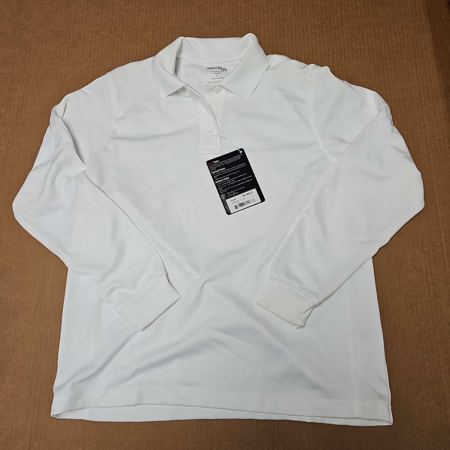 POLO SHIRT:WOMEN'S Ufx L/S, WHITE, LARGE K5180LC-L