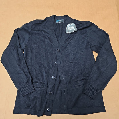 COBMEX APPAREL LTD. V-Neck Button Cardigan Sweater in Classic Black, Medium