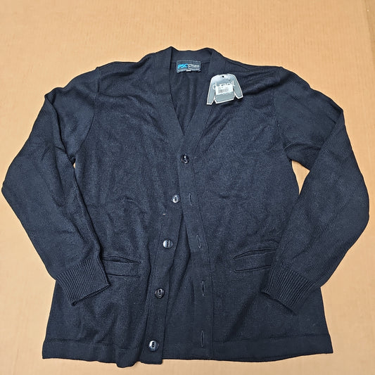 SWEATER, V-NECK BUTTON CARDIGAN, BLACK,  MEDIUM 4018-BLACK-MEDIUM