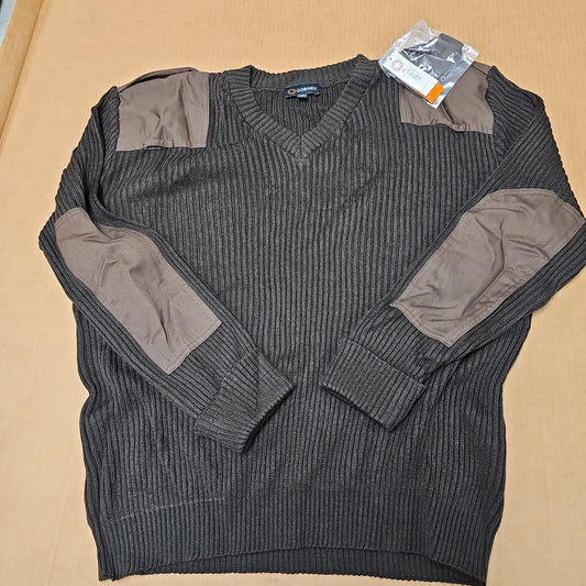 SWEATER, COMMANDO: V-NECK, RIBBED, BROWN, XL (NT & BDG.TABS) 8081-BRN-XL
