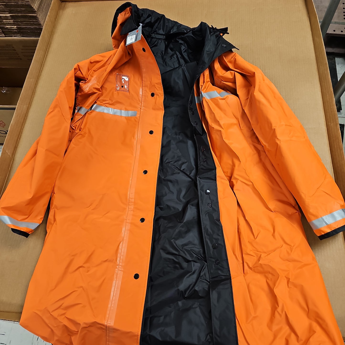 Radians, Inc Reversible Black/Orange Rain Coat with Hood, X-Large Size