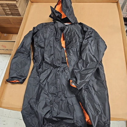 Radians, Inc Reversible Black/Orange Rain Coat with Hood, X-Large Size
