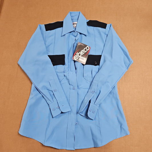 Shirt: Tex Trop 2, Female, L/S, Blue w/Nvy Flaps  Strps, 30 9313LCN w/Navy Trim