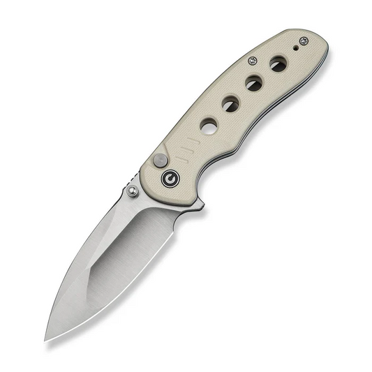 CIVIVI Knives CIVIVI Triptych Flipper & Thumb Stud & Button Lock Knife Ivory G10 Handle (2.97"" Satin Finished 14C28N Blade)