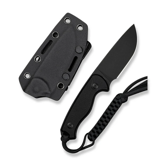 CIVIVI Knives CIVIVI Timberbark FIXED Black G10 Handle (3.2"" Black Stonewashed 14C28N Blade) C23094-1, With 1PC Black Lanyard, Black Kydex Sheath & T-Clip