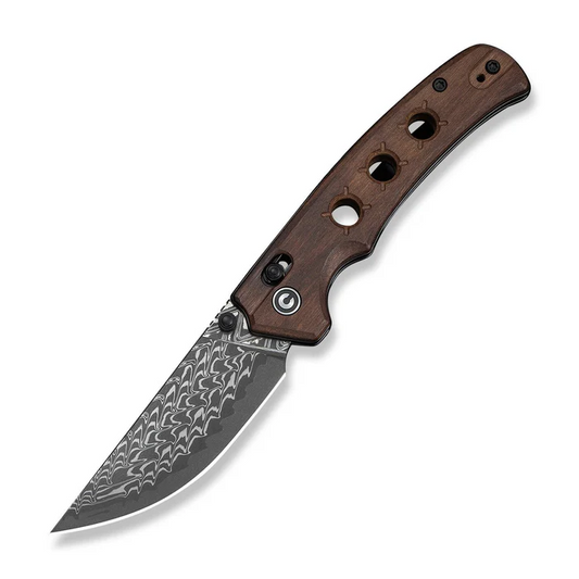 CIVIVI Knives Noctis Thumb Stud & Crossbar Lock Knife Guibourtia Wood Handle (2.98"" Damascus Blade)