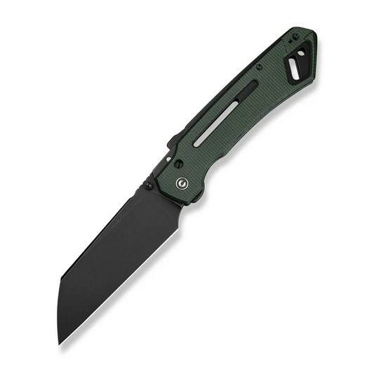 CIVIVI Knives CIVIVI Buster FG Thumb Stud & Superlock Knife Green Canvas Micarta Handle (4.2"" Black Stonewashed Nitro-V Blade)