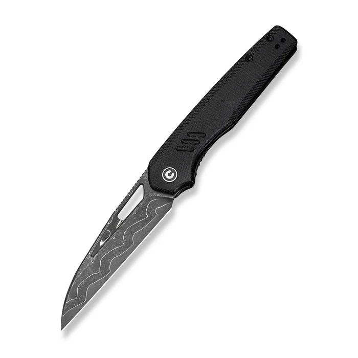 CIVIVI Knives Guile Front Flipper & Thumb Hole Knife Black Canvas Micarta Handle