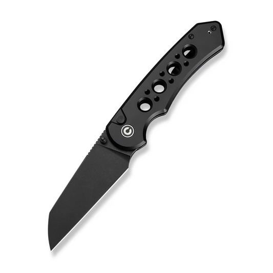 CIVIVI Knives CIVIVI Pragma Prime Thumb Stud & Button Lock Knife Black Aluminum Handle (3.49"" Black Stonewashed 14C28N Blade)