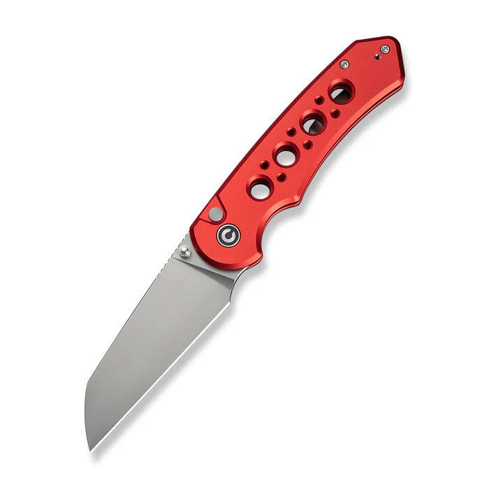 CIVIVI Knives CIVIVI Pragma Prime Thumb Stud & Button Lock Knife Red Aluminum Handle (3.49"" Stonewashed 14C28N Blade)
