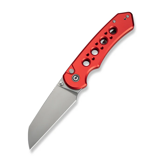 CIVIVI Knives CIVIVI Pragma Prime Thumb Stud & Button Lock Knife Red Aluminum Handle (3.49"" Stonewashed 14C28N Blade)