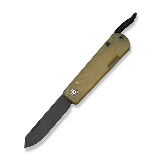 CIVIVI Knives Slippy Sendy Slip Joint Knife Milled Bead Blasted Yellow Ultem Handle (2.81"" Black Stonewashed Nitro-V Blade) C24075A-1