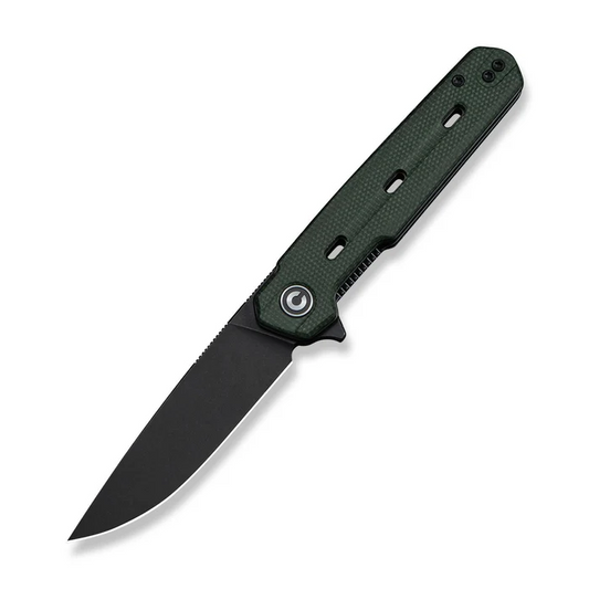 CIVIVI Knives Navo Flipper Knife Green Canvas Micarta Handle (3.25"" Black Stonewashed Nitro-V Blade)