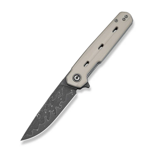 CIVIVI Knives Navo Flipper Knife Ivory G10 Handle (3.25"" Damascus Blade)