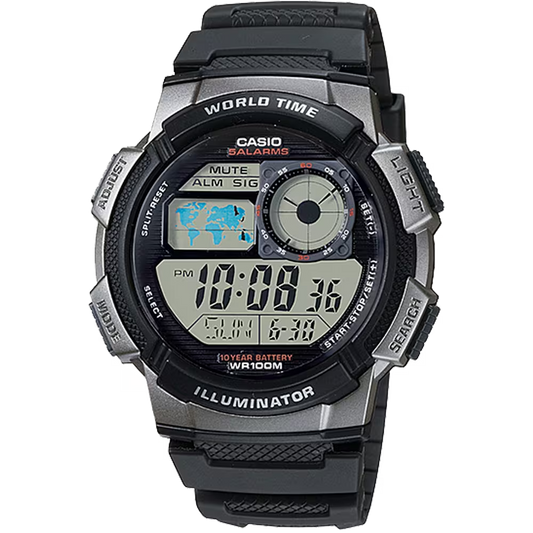 Casio Classic World Time Digital Watch w/ 100 Meter Water-Resistance