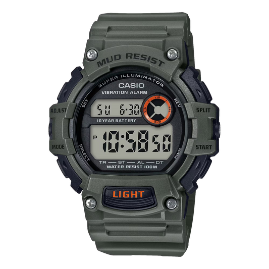 Casio Mud-Resistant Digital Watch w/ Vibration Alarm