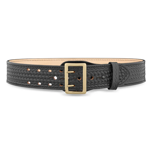 Dutyman 2-1/4"" Basketweave Leather Sam Brown 2 Row Stitch Duty Belt with Gold Buckle